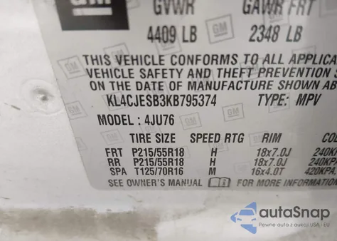 2019 Buick Encore Awd Preferred from USA, damaged, VIN KL4CJESB3KB795374